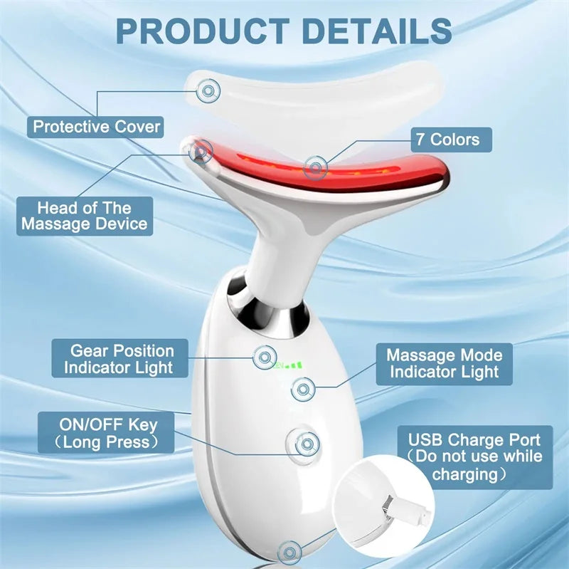 Multifunctioanal Facial Lifting Device Face Neck Massager Skin Tighten Device Led Photon Therapy Anti Wrinkle Double Chin Remove BlemishLess