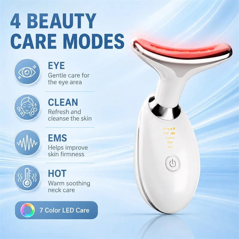 Multifunctioanal Facial Lifting Device Face Neck Massager Skin Tighten Device Led Photon Therapy Anti Wrinkle Double Chin Remove BlemishLess