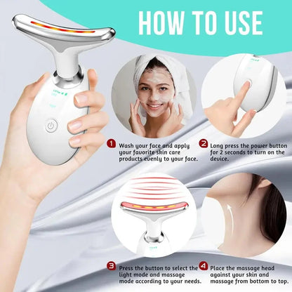 Multifunctioanal Facial Lifting Device Face Neck Massager Skin Tighten Device Led Photon Therapy Anti Wrinkle Double Chin Remove BlemishLess