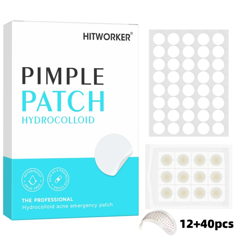 40pcs Day + 12pcs Night Transparent Circle Acne Patches, Covers Spots, Conceals Blemishes, Skin Cleaning Stickers for Fac BlemishLess