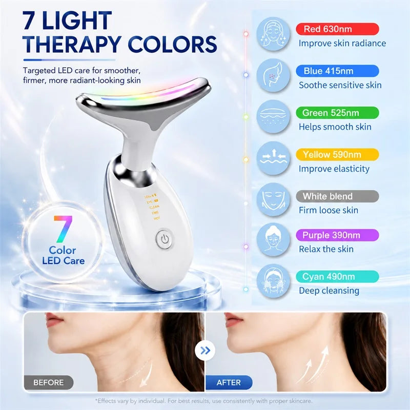 Multifunctioanal Facial Lifting Device Face Neck Massager Skin Tighten Device Led Photon Therapy Anti Wrinkle Double Chin Remove BlemishLess
