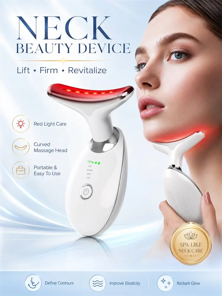 Multifunctioanal Facial Lifting Device Face Neck Massager Skin Tighten Device Led Photon Therapy Anti Wrinkle Double Chin Remove BlemishLess